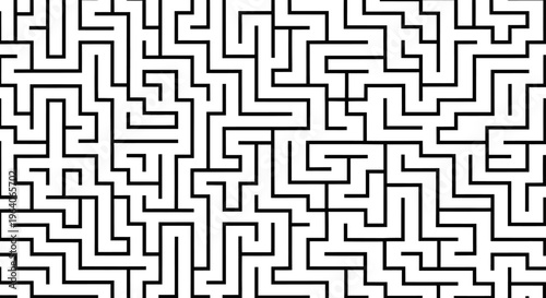 Black and white maze pattern, abstract geometric background, complex puzzle, seamless texture