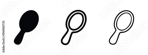 Hand Mirror Icon Set. Vector illustration of a cosmetic or vanity mirror symbol in various styles.