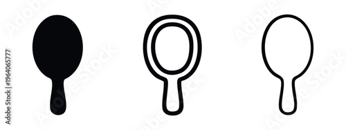 Roundish Hand Mirror Icon Set. Vector illustration of a cosmetic or vanity mirror symbol.