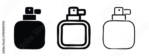 Perfume Bottle Icon Set - Elegant Fragrance Container Vectors for Beauty and Fashion