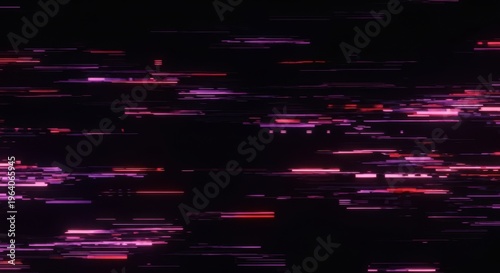 Vibrant neon lights streak across a dark cityscape at night