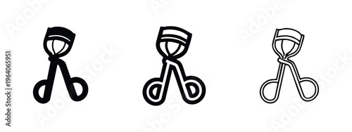 Eyelash Curler Icon Set - Essential Beauty Tool Vectors for Eye Makeup and Cosmetics