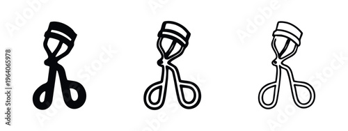 Cosmetic Eyelash Curler Icons - Makeup Accessory Vector Set for Beauty and Style