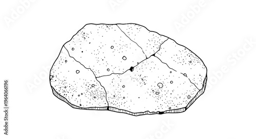 Fragmented Stone Texture Drawing, Rough Surface with Cracks and Pockmarks
