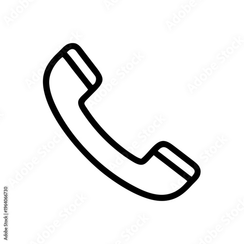 A simple black line art illustration of a telephone handset icon