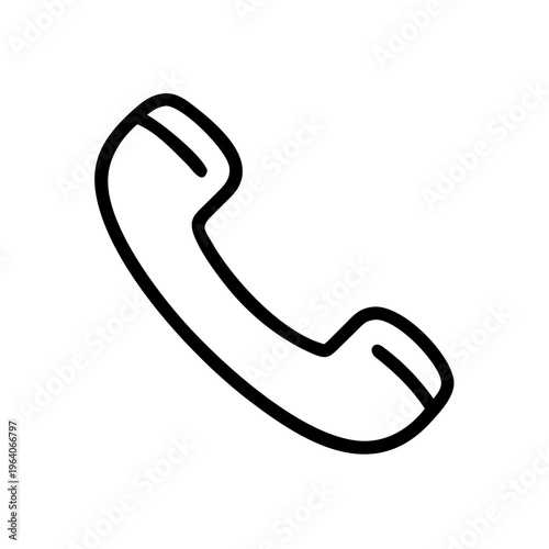 A simple black line art illustration of a telephone handset on a white background
