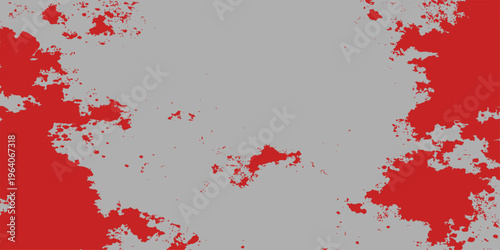 Abstract vivid splashes of crimson paint against a pale grey canvas, resulting in a dramatic display of contrast and texture, which may convey energy and visual interest, which allows for creativity.