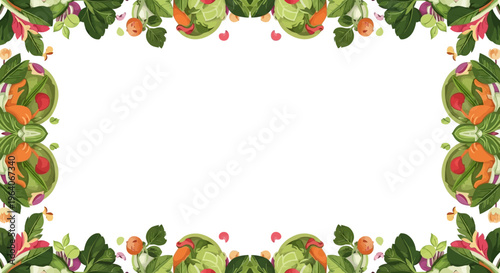 Fresh Vegetable and Fruit Border Frame with Copy Space for Healthy Eating and Diet Concepts