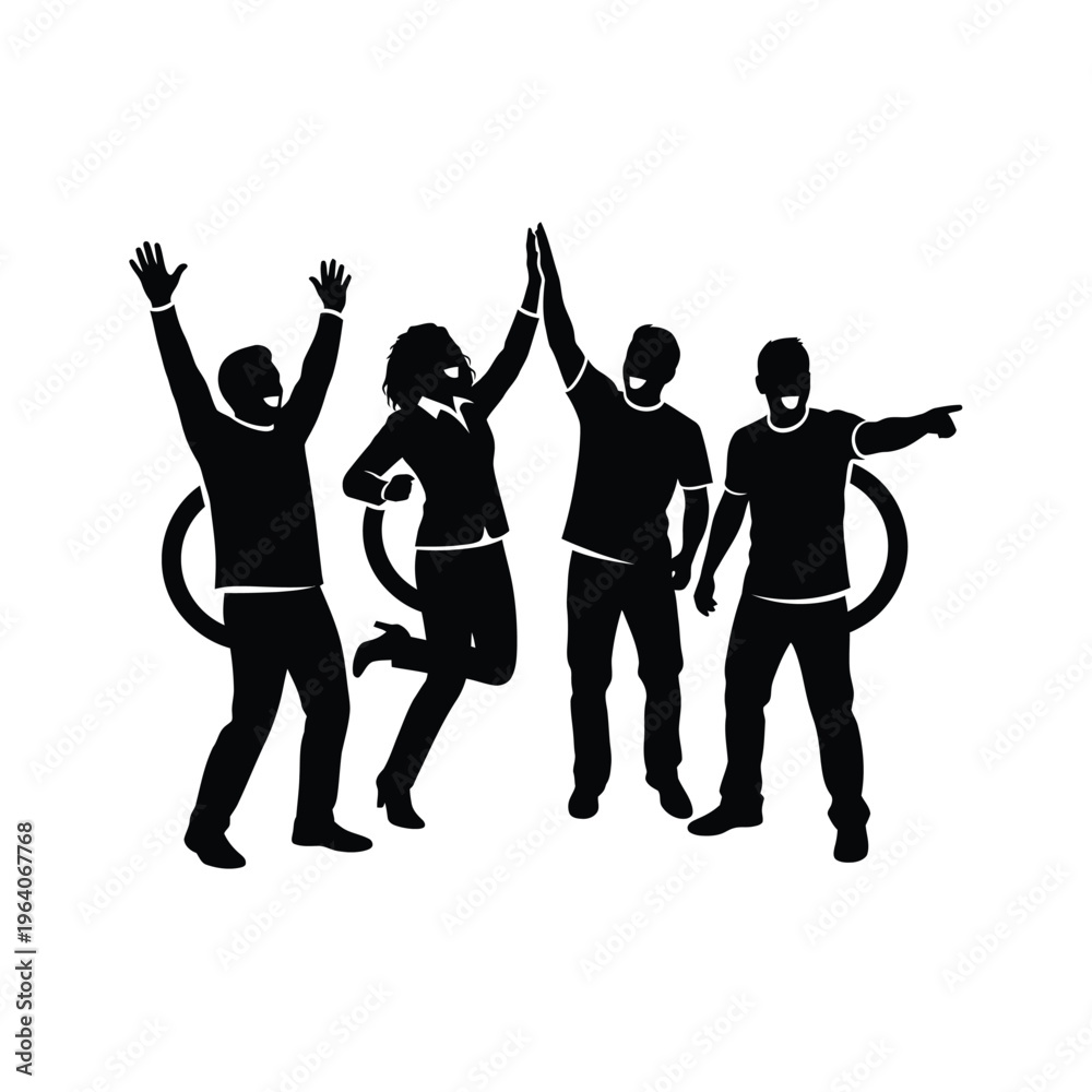 Fototapeta premium Happy diverse business team celebrating success with high five.