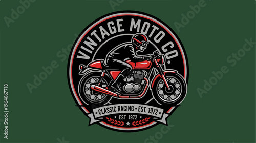 Vintage Moto Co - Classic Racing Motorcycle Logo Design.