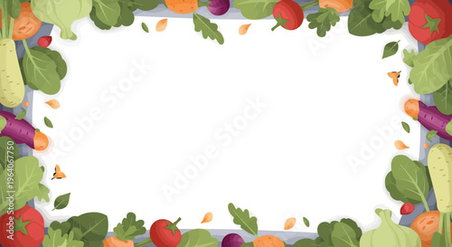 Fresh Vegetable Border Frame with Copy Space for Healthy Food and Diet Content