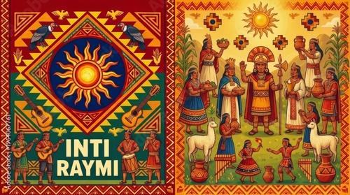 Inti Raymi Sun Festival Peruvian Inca Celebration Art.