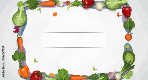 Fresh Vegetable Border Frame with Copy Space for Text - Healthy Food Concept