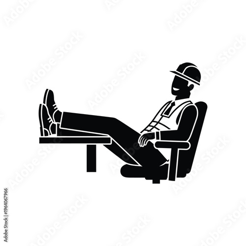 Relaxed construction worker taking a break.