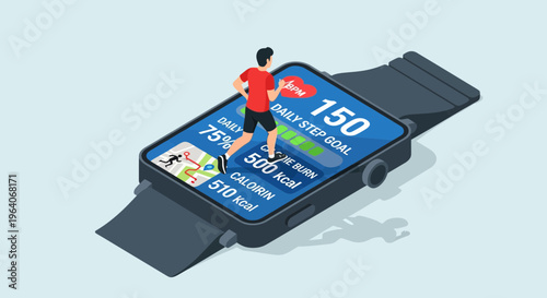 Fit app watch step goal run man gym health sport data icon web ui ux