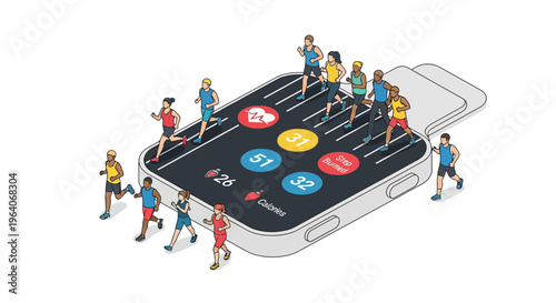 Fit app data on watch with group who run fast and work out daily now