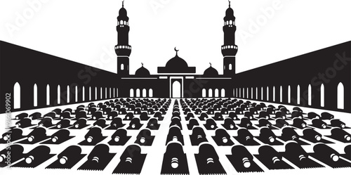 Muslims praying in a mosque.