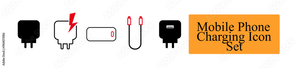 Obraz premium Mobile phone charging vector icon set