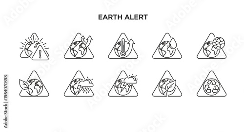Earth Alert Icons - A Collection of Environmental Warning Symbols.
