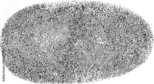 Black and white fingerprint pattern with a central spiral whorl shape