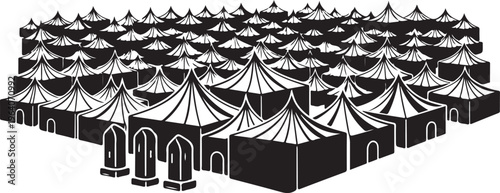 Many Tents in a Large Group.