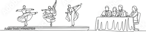 line drawing of people dancing and having fun