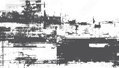 Distressed black and white grunge texture with horizontal lines and grainy noise patterns