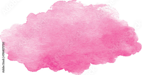 Soft pink watercolor stain with textured edges on white background