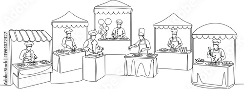 outdoor market scene with vendors