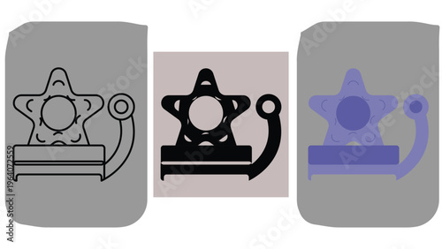 Star Shaped School Bell and Fire Alarm Icon Set for Creative UI Design