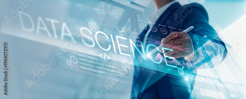 Data science and business intelligence with AI technology of Insights development. Analyst uses modern dashboard for analysis of complex data sets on network. Big data, Engineering digital technology.