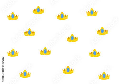 Seamless pattern with minimalist golden crowns and royal majestic symbols