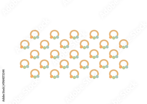 Seamless repeating pattern with cute colorful kids elements in playful cartoon style on soft pastel background for nursery textile and decorative design