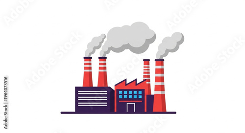 Illustration of a Factory Emitting Smoke into the Atmosphere.