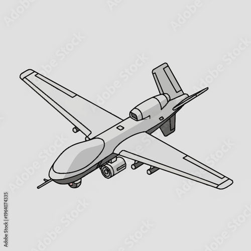 Drone aircraft with wings and engines.