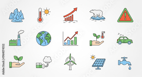 Climate Change Icons - A Visual Representation of Environmental Issues.