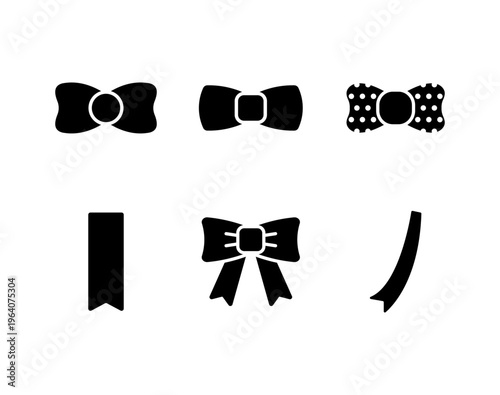 리본 장식 실루엣 아이콘 세트