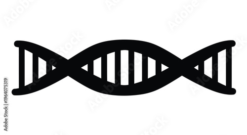 Simple black and white illustration of a dna double helix structure