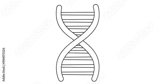 Simple black and white line drawing of a double helix dna structure