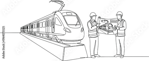 train workers on railway platform