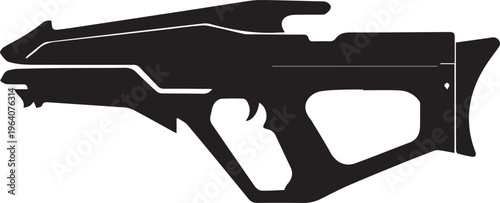 Modern futuristic weapon vector silhouette illustration line art blaster gun design