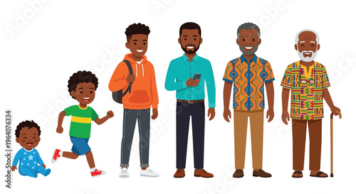 Generational portrait of a black family depicting life stages from infancy to old age