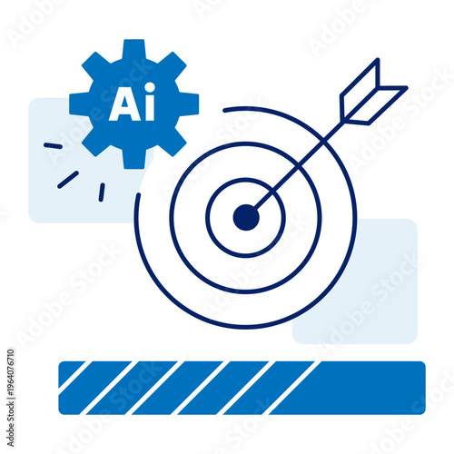 Vector icon for AI Goal-Oriented Agent, Smart Goal Execution, AI-Driven Targeting, Goal-Focused AI System, Intelligent Goal Automation. Editable stroke. Minimalist and clean style icon. Editable Strok