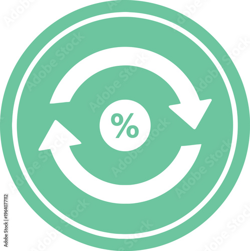 Circular icon displays two opposing arrows revolving around a central percentage sign indicating.