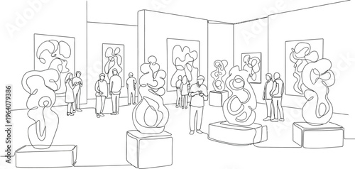 art gallery with sculptures on display