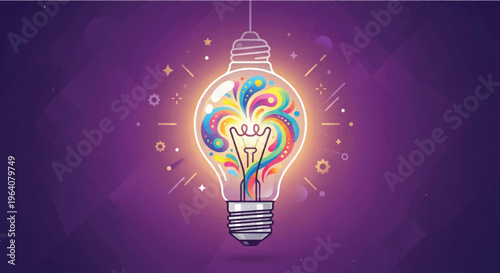 Obraz na plátně Glowing Creative Lightbulb Idea Concept