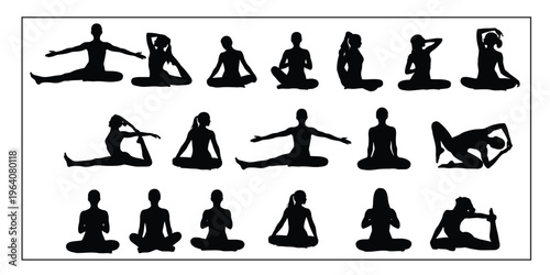 Collection of various yoga poses for flexibility and wellness