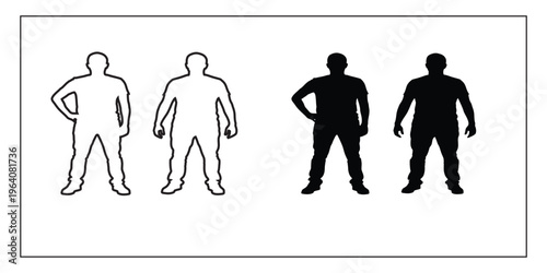 Human silhouettes in various shades and styles for artistic reference