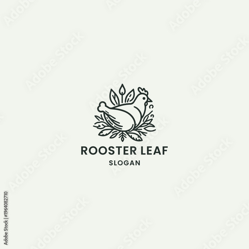 Rooster leaf logo vector icon illustration