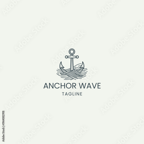 Anchor wave logo vector icon illustration